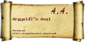 Argyelán Axel névjegykártya