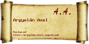 Argyelán Axel névjegykártya